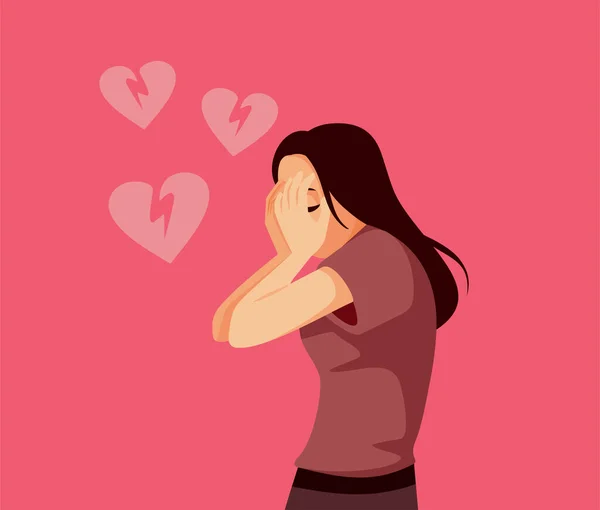 Woman Suffering Crying Break Vector Illustration — Διανυσματικό Αρχείο