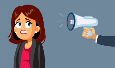 Employee Being Yelled at by Angry Boss Vector Cartoon Illustration