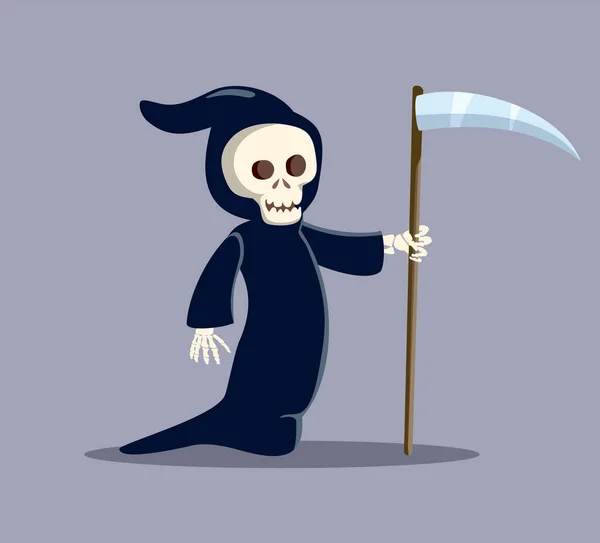 Cartoon Death Character Holding Its Scythe Vector Illustration — Vetor de Stock