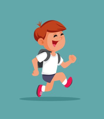 Student Running Back to School Vector Cartoon Illustration