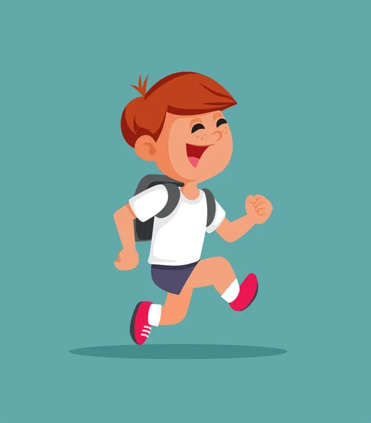 Student Running Back School Vector Cartoon Illustration — Vettoriale Stock