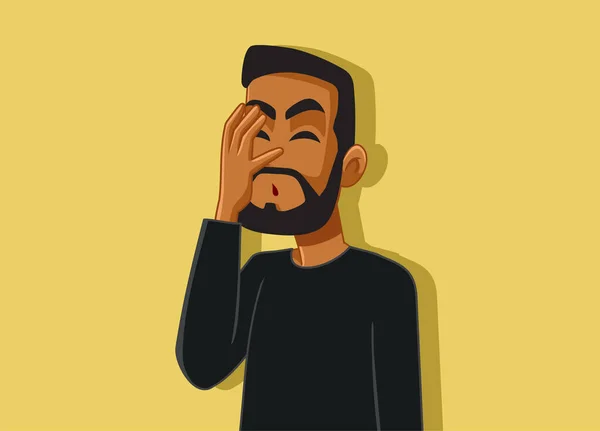 Stressed Guy Making Face Palm Gesture Vector Illustration — стоковый вектор