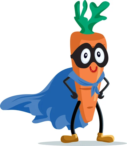 Strong Superhero Carrot Vector Cartoon Character — Vetor de Stock