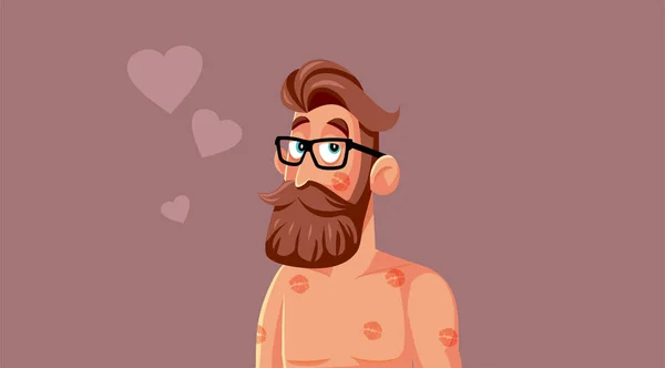 Handsome Heartthrob Man Having Love Affair Vector Cartoon — стоковый вектор