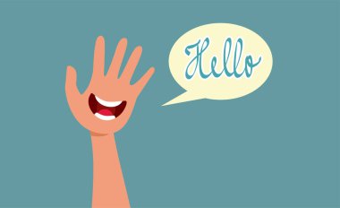 Hand Waving a Hello Salute Vector Cartoon Illustration