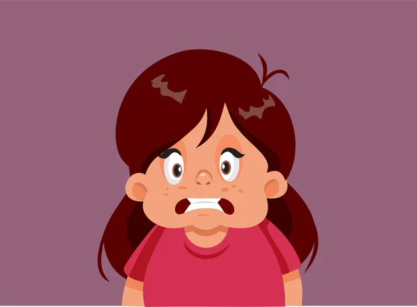 Stressed Little Girl Feeling Anxious Vector Cartoon Illustration — Image vectorielle