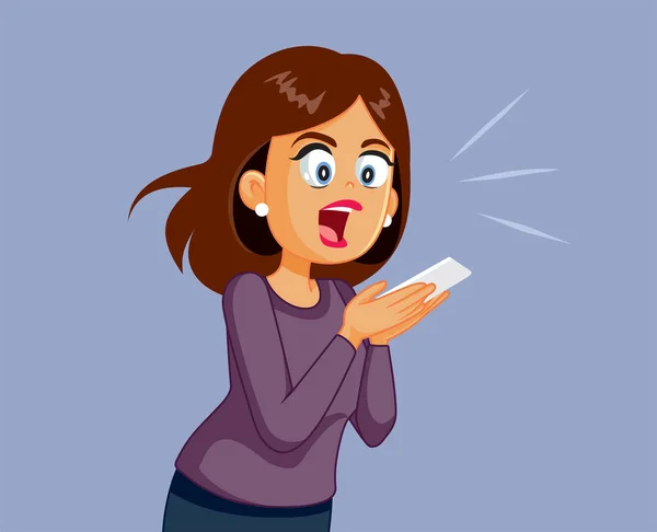 Angry Woman Yelling Phone Call Conversation Vector Illustration — Vector de stock