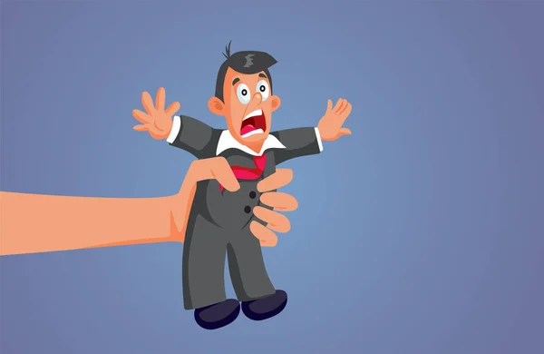Hand Holding Desperate Businessman Screaming Vector Cartoon — Vector de stock