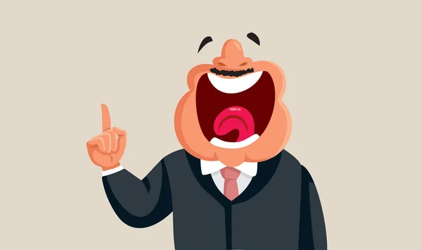 Businessman Explaining Putting His Finger Vector Cartoon Illustration — Image vectorielle