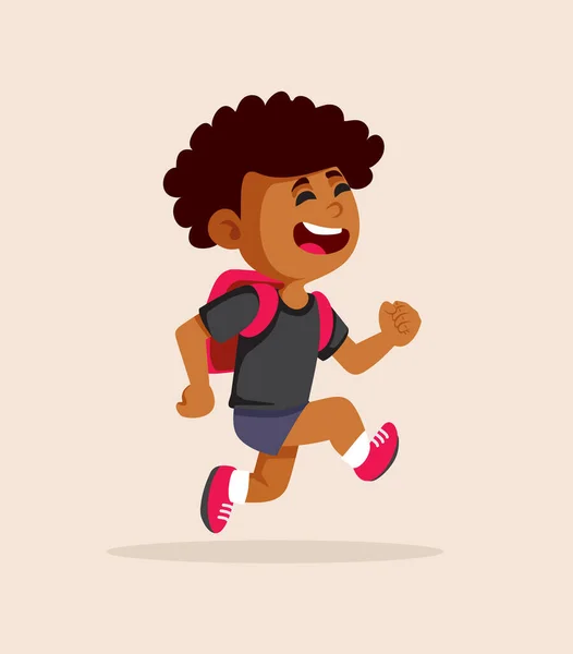 Happy Student Running School Vector Cartoon Character — Vector de stock