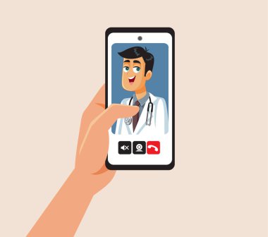 Online Virtual Medical Consultation Vector Cartoon illustration