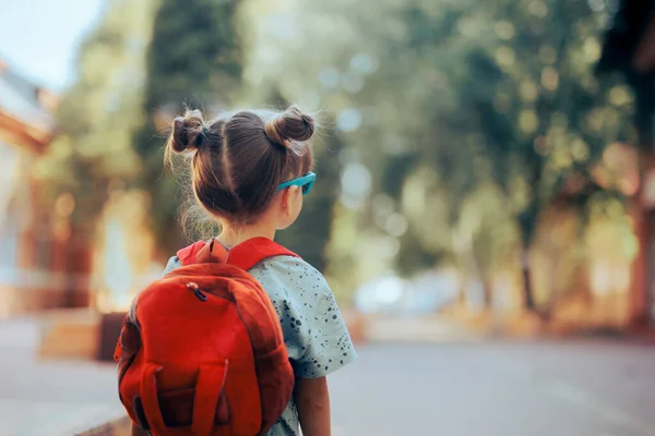 Portrait Little Girl Going Back School — Photo