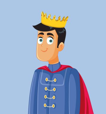 Handsome Smiling Prince Vector Cartoon Character
