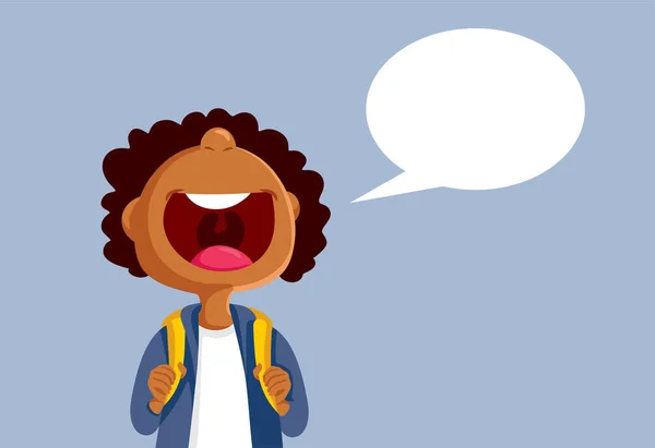 Cheerful Student Next Speech Bubble Vector Cartoon Illustration — 图库矢量图片