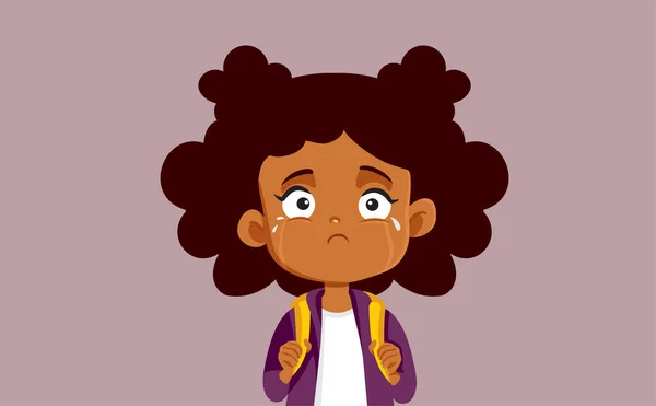 Sad Unhappy Student Girl Feeling Anxious Vector Illustration — Stok Vektör