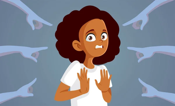 Hands Pointing Innocent Girl Vector Cartoon Illustration — Image vectorielle