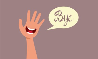 Hand Waving Goodbye Vector Cartoon Illustration