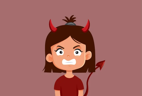 Furious Evil Child Having Tantrum Episode Vector Cartoon Illustration — Stok Vektör