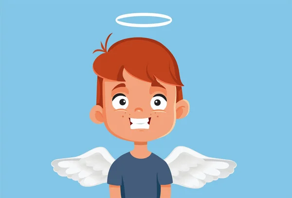 Good Well Behaved Little Boy Smiling Vector Cartoon Illustration — Stok Vektör