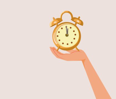 Saat Vektörü Çizgi Filmi İllüstrasyonu Tutan Kişi