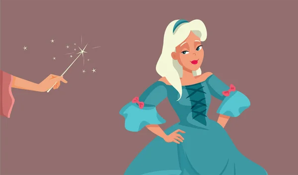 Fairy Godmother Jette Sort Sur Princesse Illustration Vectorielle — Image vectorielle