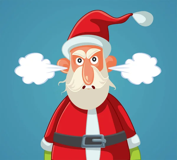 Irritado Papai Noel Sentindo Enfurecido Vector Cartoon Ilustração — Vetor de Stock