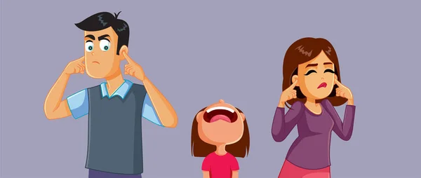 Föräldrar Ignorerar Deras Lilla Barn Skrikande Vektor Tecknad Illustration — Stock vektor