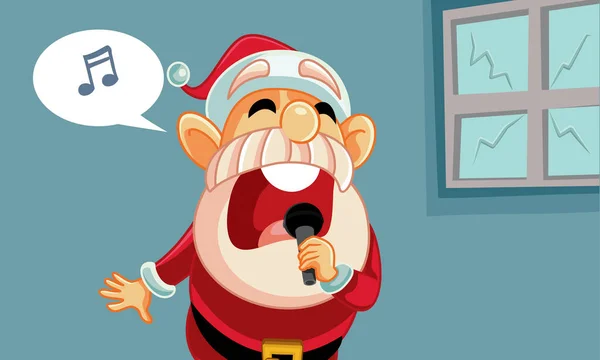 Babbo Natale Ubriaco Che Canta Rumorosamente Rompendo Finestre Divertente Illustrazione — Vettoriale Stock