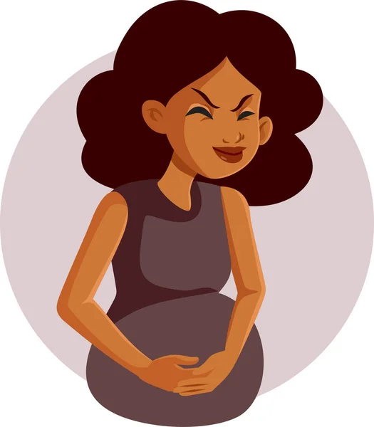 Mujer Embarazada Sintiendo Vientre Herido Vector Ilustración — Vector de stock