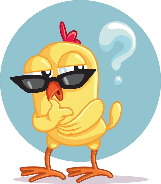 Little Chicken Thinking Feeling Puzzled Vector Cartoon Illustratie — Stockvector