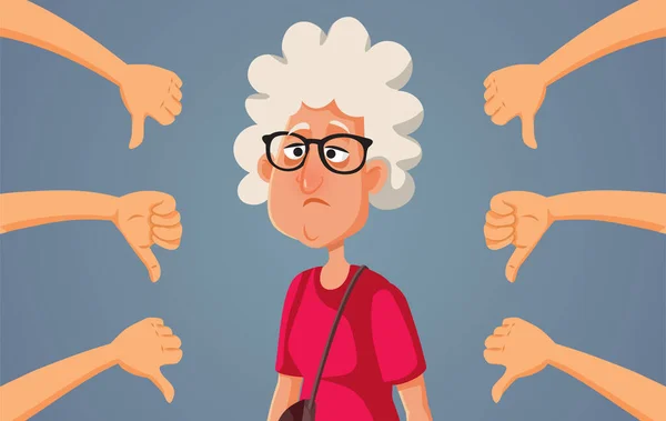 老年妇女受到社会谴责的消极反应 — 图库矢量图片
