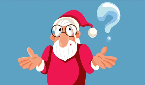 Papai Noel Tendo Perguntas Dúvidas Antes Natal Vector Cartoon — Vetor de Stock