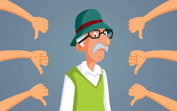 Elderly Man Getting Negative Reaction Being Blamed Society — Stock Vector