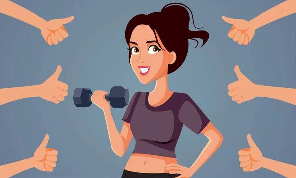 Fitness Sportive Woman Mottar Uppskattning Vektor Tecknad Illustration — Stock vektor