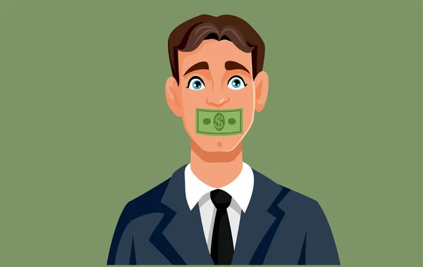 Dollar Payment Vector Cartoon 침묵을 지키고 사업가 — 스톡 벡터