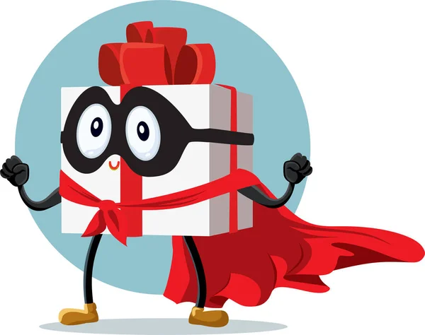 Superhero Gift Box Ready Christmas Vector Cartoon Illustration — Stock Vector