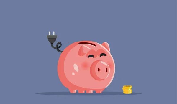 Piggy Bank Menderita Selama Krisis Energi Vektor Kartun Ilustrasi - Stok Vektor