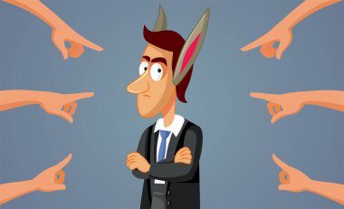 People Pointing to a Silly Foolish Work Colleague Vector Cartoon clipart