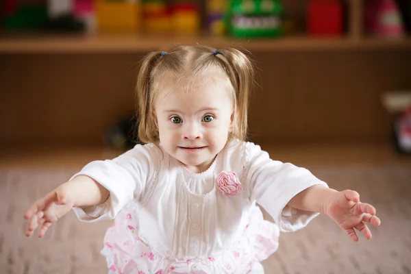 Emozioni Down ragazza sindrome — Foto Stock