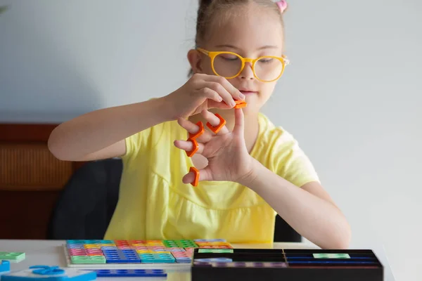 Girl Syndrome Preparing Back School Does Elementary Mathematics Performs Logical — Stock Photo, Image