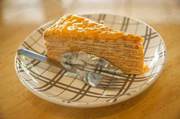 Thai tea crepe cake — Stock Photo, Image