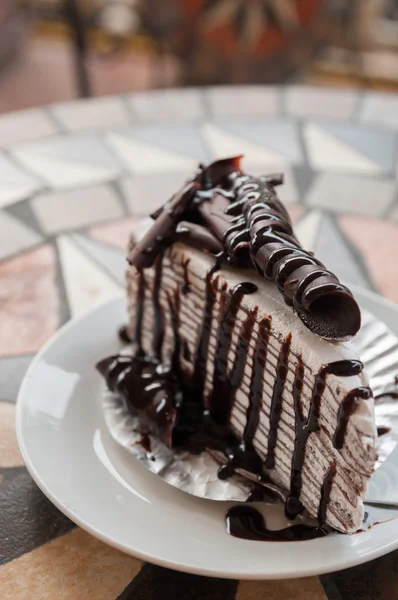 Crepe tårta choklad — Stockfoto