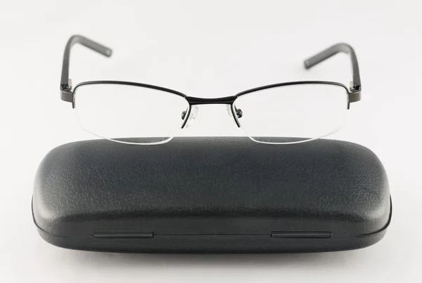 Black glasses on white background — Stock Photo, Image