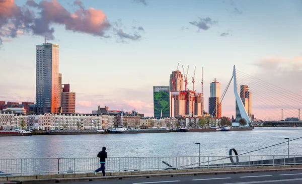 River skyline of the Dutch harbor city , Rotterdam — Stock Photo, Image