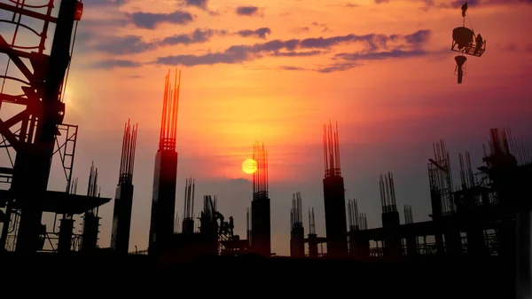 Silhouette Construction Worker Construction Site — Stock Photo, Image