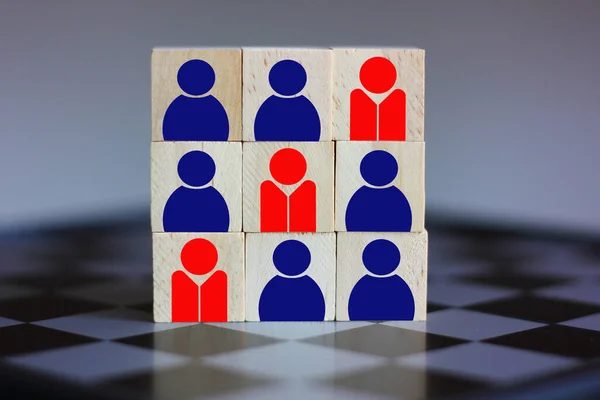 Icon Poeple Wood Block Chess Board Tic Tac Toe Game — Stock Photo, Image