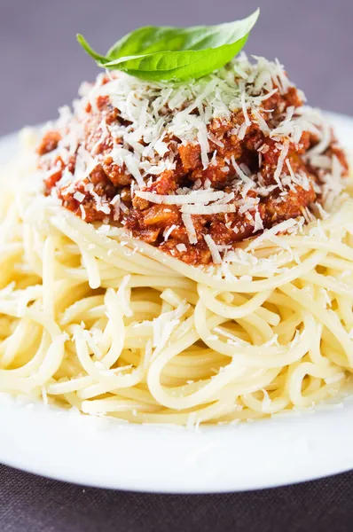 Spaghetti bolognese con parmigiano — Foto Stock