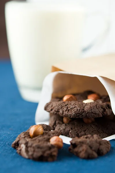 Biscotti al cioccolato con latte — Foto Stock