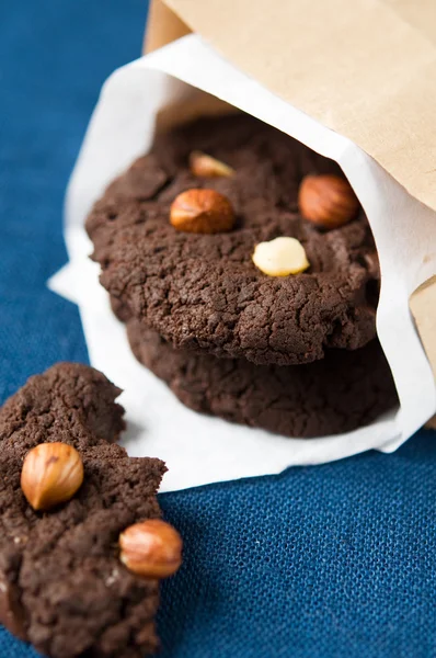 Biscotti al cioccolato con noci — Foto Stock