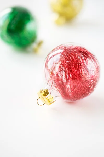 Colorful xmas baubles with copy space — Stock Photo, Image